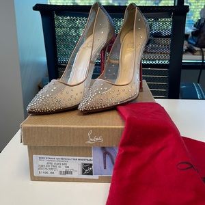 Christian Louboutin Follies Strass 85mm, Size 38. New in box. Wedding shoe!